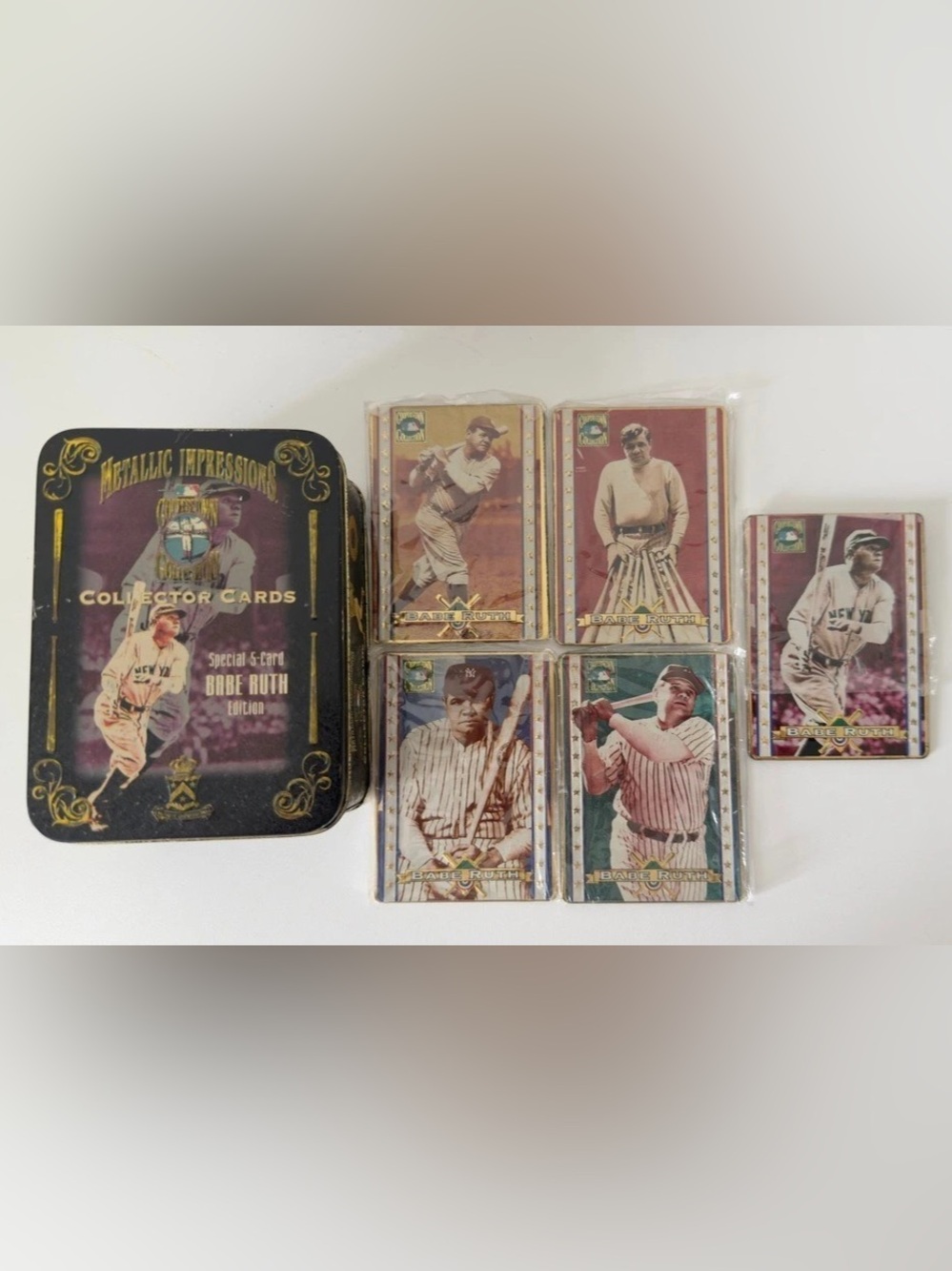 1996 Metallic Impressions Babe Ruth Metal Cards and Tin Set